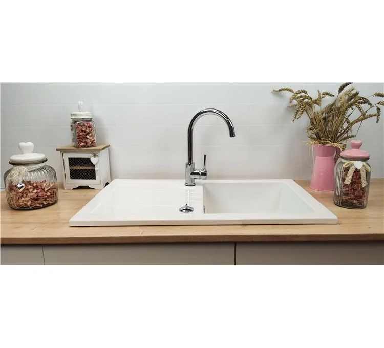 Evier Céramique Soft Blanc + Egouttoir Sarreguemines
