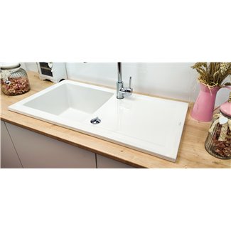 Ingot ceramic sink xs 1 bowl and white drainer