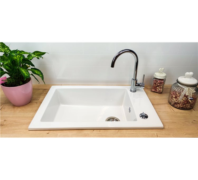 Sink Flush Ceramic Sink Timbre d'Office Lingot White 1 Tank Sarreguemines