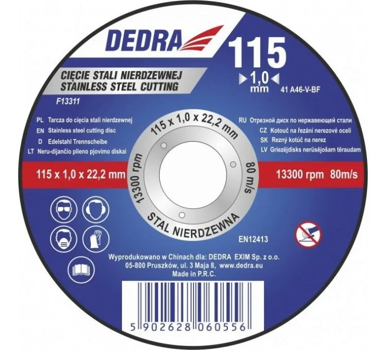 Here's the English translation:Stainless steel cut-off disc TYPE 41 125mm Here's the English translation:Stainless steel cut-off disc TYPE 41 125mm