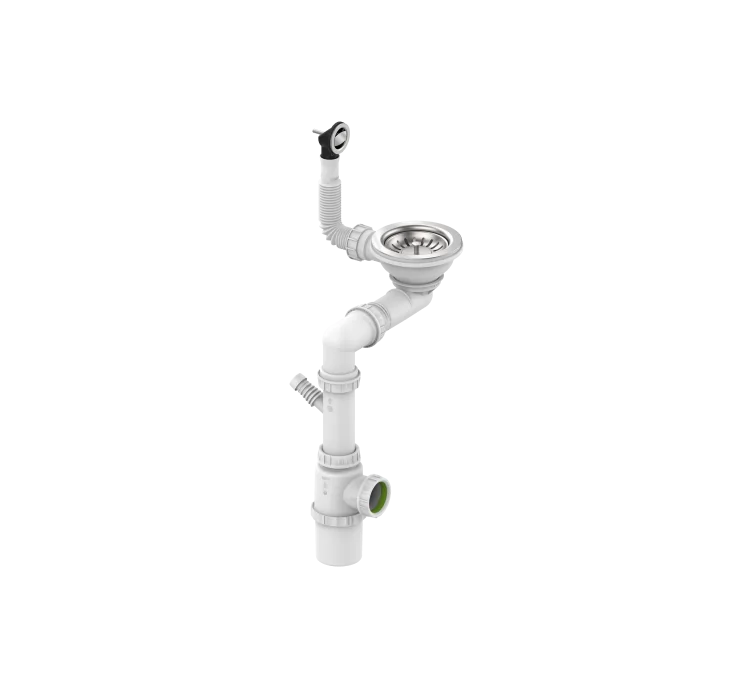 Here is the German translation of the text, maintaining the subject matter:Manueller Ablaufgarnitur aus Chrom für Spüle mit 1 