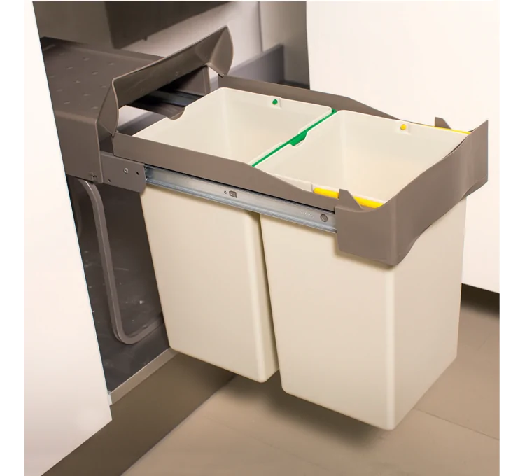 Kitchen sliding trash can with 2 bins, 28L Kitchen sliding trash can with 2 bins, 28L