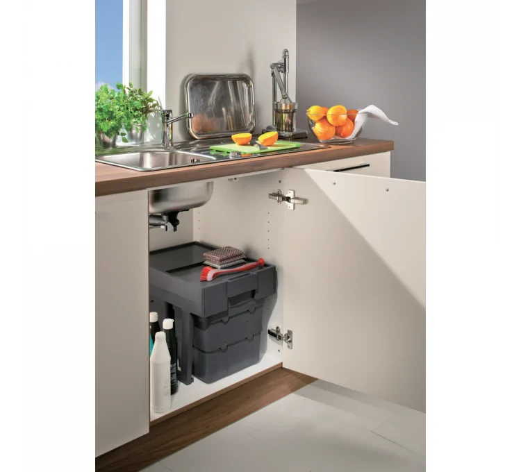 Sliding under-sink dual-bin trash can 32L