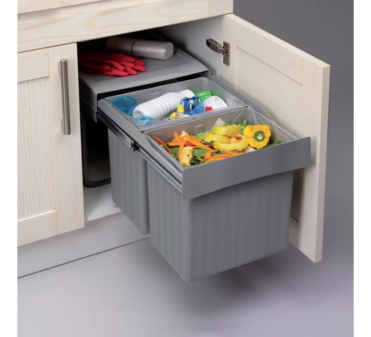 Pattumiera da cucina estraibile con uscita totale 32L Pattumiera da cucina estraibile con uscita totale 32L