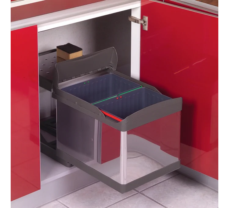 Here's the translation:Sliding kitchen trash can with waste sorting 32L Here's the translation:Sliding kitchen trash can with waste sorting 32L