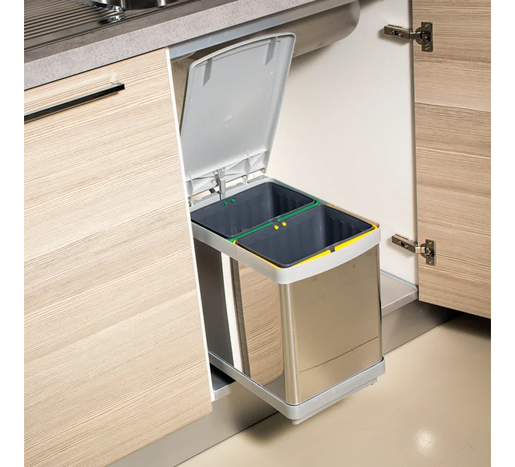 Cubo de basura de cocina para reciclaje deslizante 15L