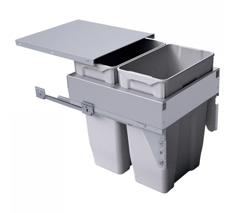 Cubo de basura de cocina con clasificación selectiva deslizante 70L