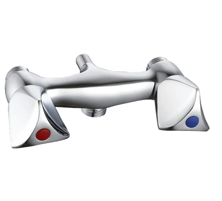 Here's the English translation:Chrome-plated exposed shower mixer M1/2 with 130mm center distance