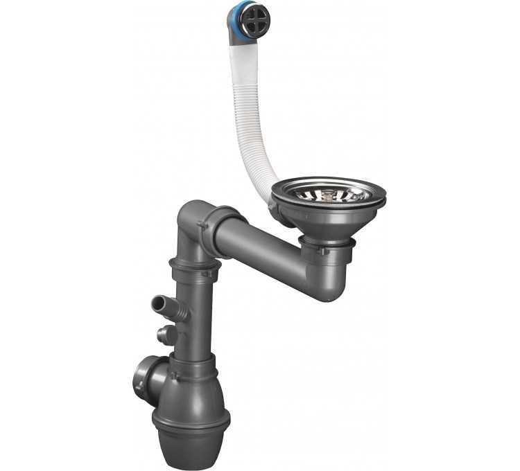 Piletta di scarico manuale Premium con sifone integrato per lavello a una vasca Piletta di scarico manuale Premium con sifone integrato per lavello a una vasca