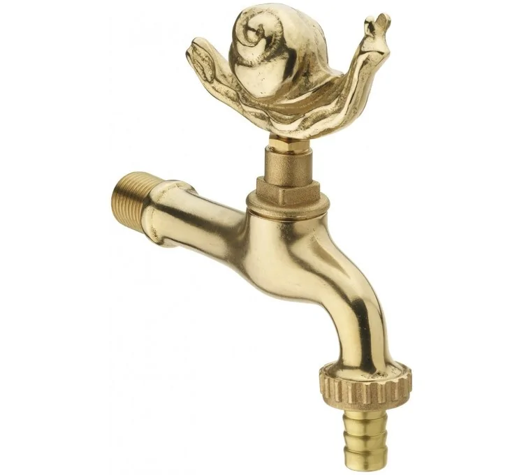 Garten-Wasserhahn aus Messing in Schneckenform Garten-Wasserhahn aus Messing in Schneckenform