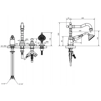 Batterie Bain Douche Sur Gorge 4 Trous