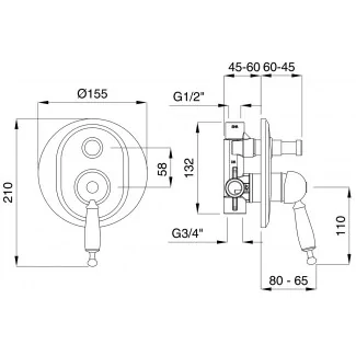 Commande De Douche à Encastrée avec inverseur