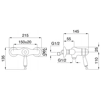 Douche Murale Thermostatique Nue Pour Colonne 3/4"