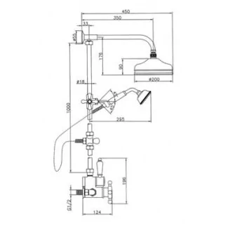 Ensemble colonne de douche rétro thermostatique