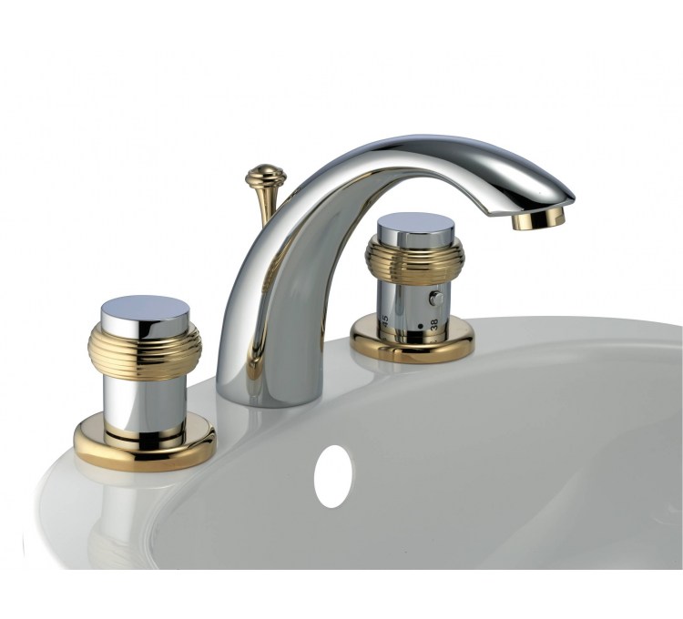 3 hole ixel thermostatic washbasin tap with pop-up waste
