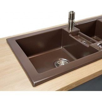 Ceramic sink "Soft" 2 Bins + Drip tray.