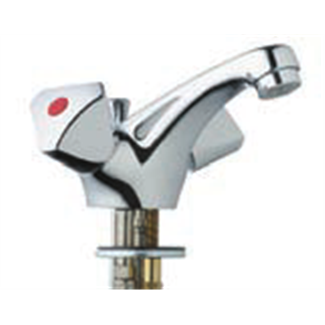 Single-hole basin mixer with fixed spout
