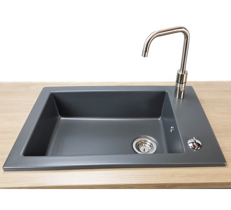 Ceramic Sink Office Stamp Ingot Antrhacite 1 Bowl